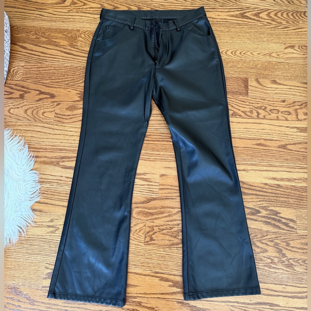 Zara Black Faux Leather Pants with Flared Silhouette